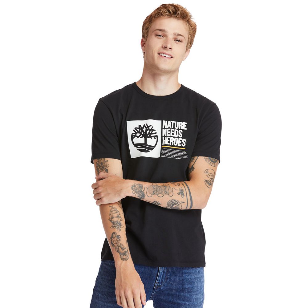 Timberland Mens T-Shirts Heritage Short-Sleeve Graphic - Black - India OG6908351